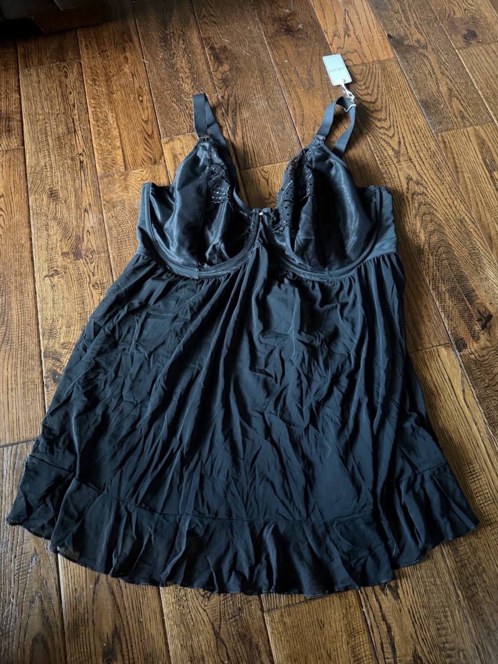 NWT Elomi Black Silky Camisole with Built-In Cups Size 42J